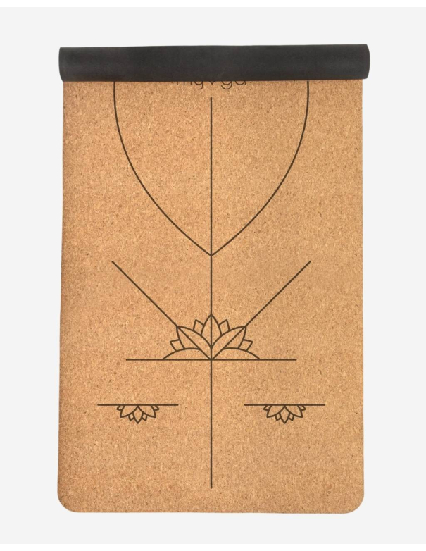 Tapis de yoga en liège naturel antidérapant - modèle alignement om symbol