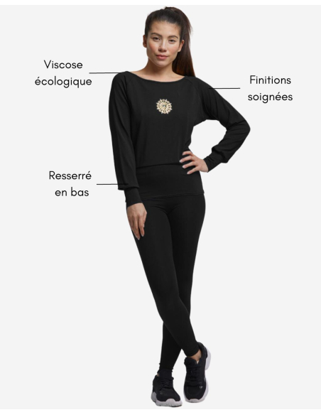 T-shirt de yoga manches longues - Atman peace - Noir