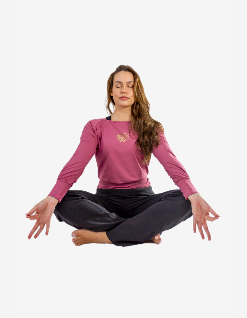 T-shirt de yoga manches longues - Atman peace - Rose