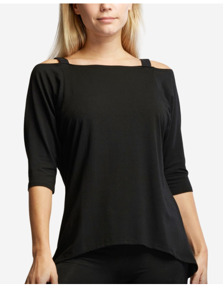 Top chauve-souris manches 3/4 - Noir