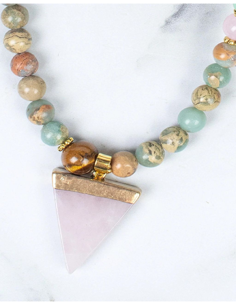 Mala de protection - pendentif rose quartz