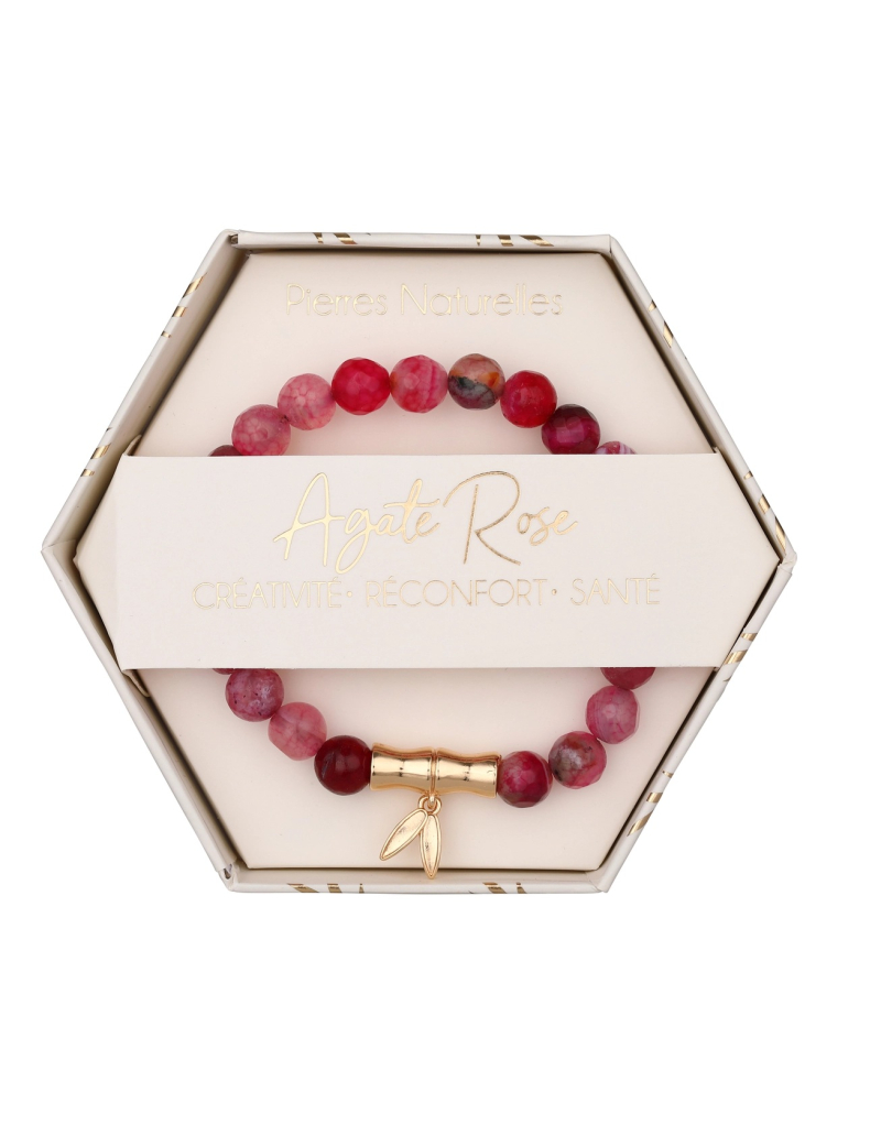Bracelet pierres naturelles - Quartz Rose, Améthyste ou Agate